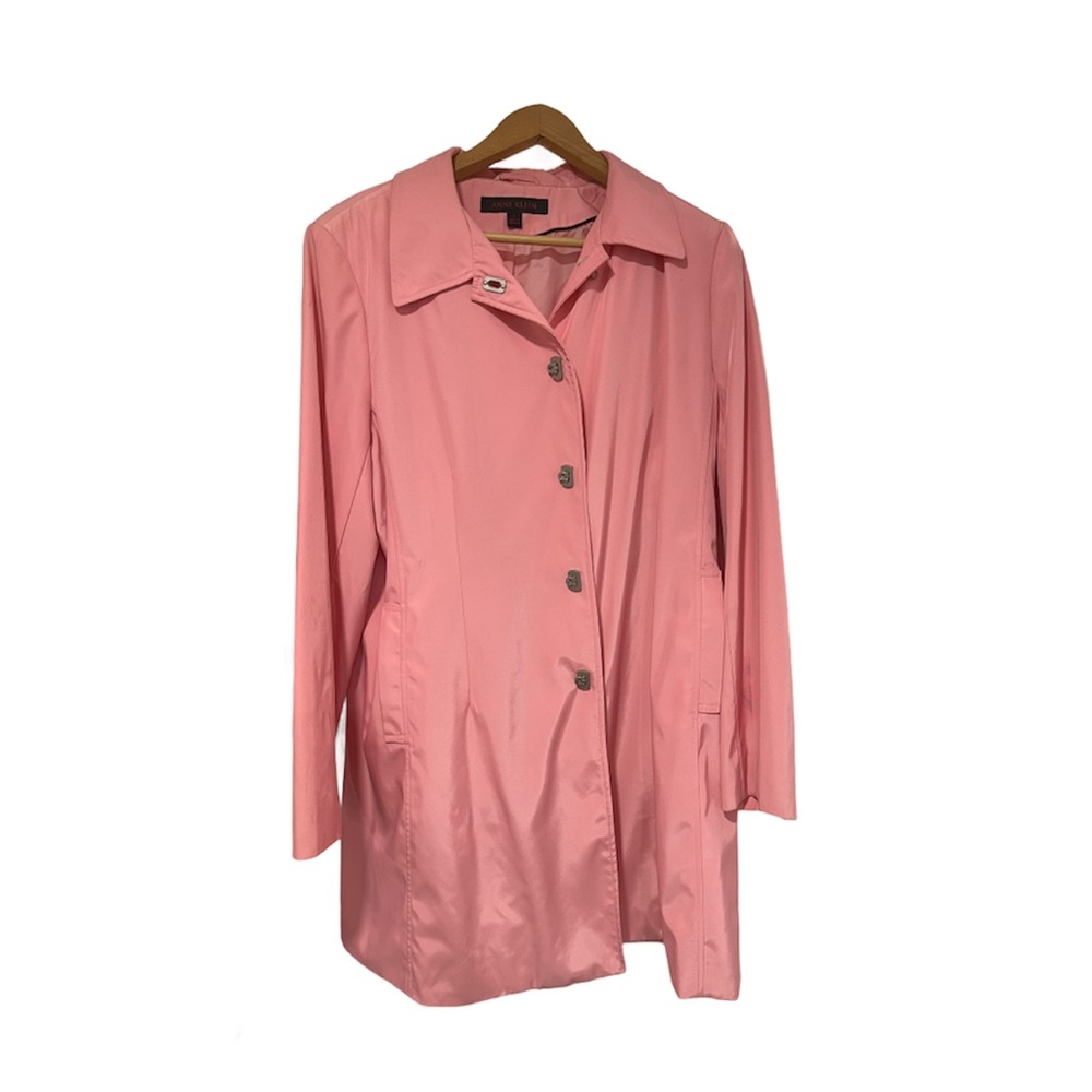ANNE KLEIN pink buckle closure rain jacket L 🧥